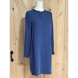 The Savile Row Co. London | Mandarin Collar Chiffon Blue Shirt Dress  | Size 2